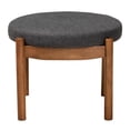 thumbnail image 2 of Baxton Studio Iliana Gray Fabric and Walnut Brown Wood Ottoman Footstool, 2 of 8