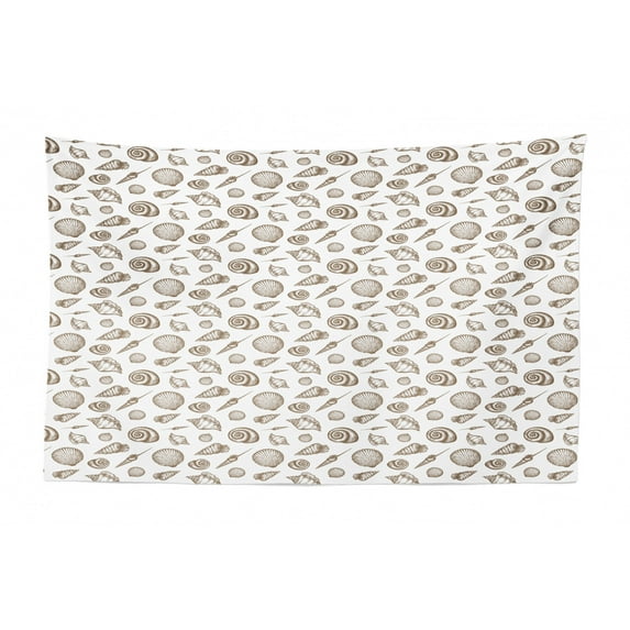 Ocean Tapestry, Nautical Theme Underwater Life with Hand Drawn Scalop Shells in Monochrome Design, Fabric Wall Hanging Decor for Bedroom Living Room Dorm, 2 Sizes, Sea Blue White, by Ambesonne