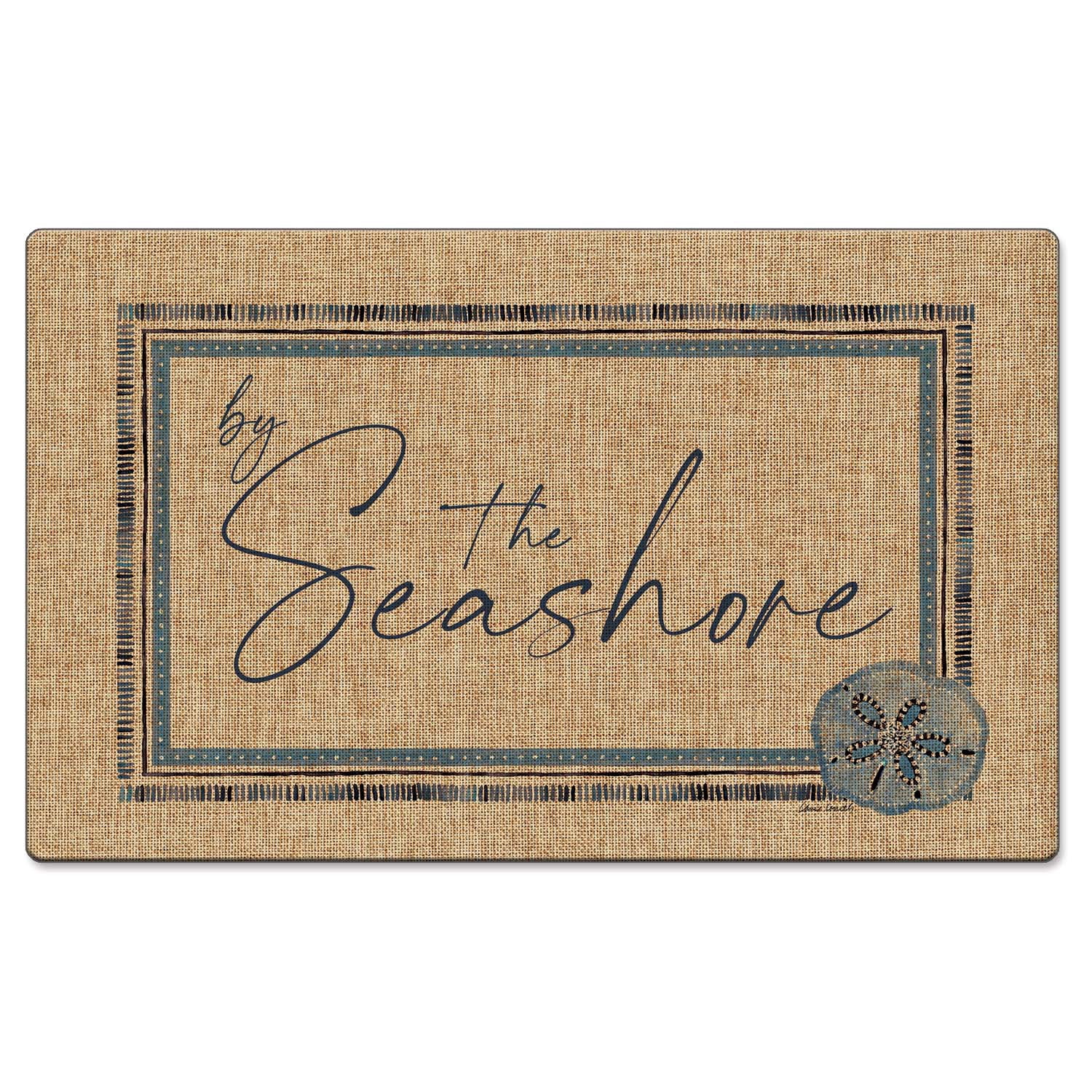 CounterArt 'By The Seashore' Decorative Indoor/Outdoor Natural Linen Look Floor Mat 29.5' x 17.75'