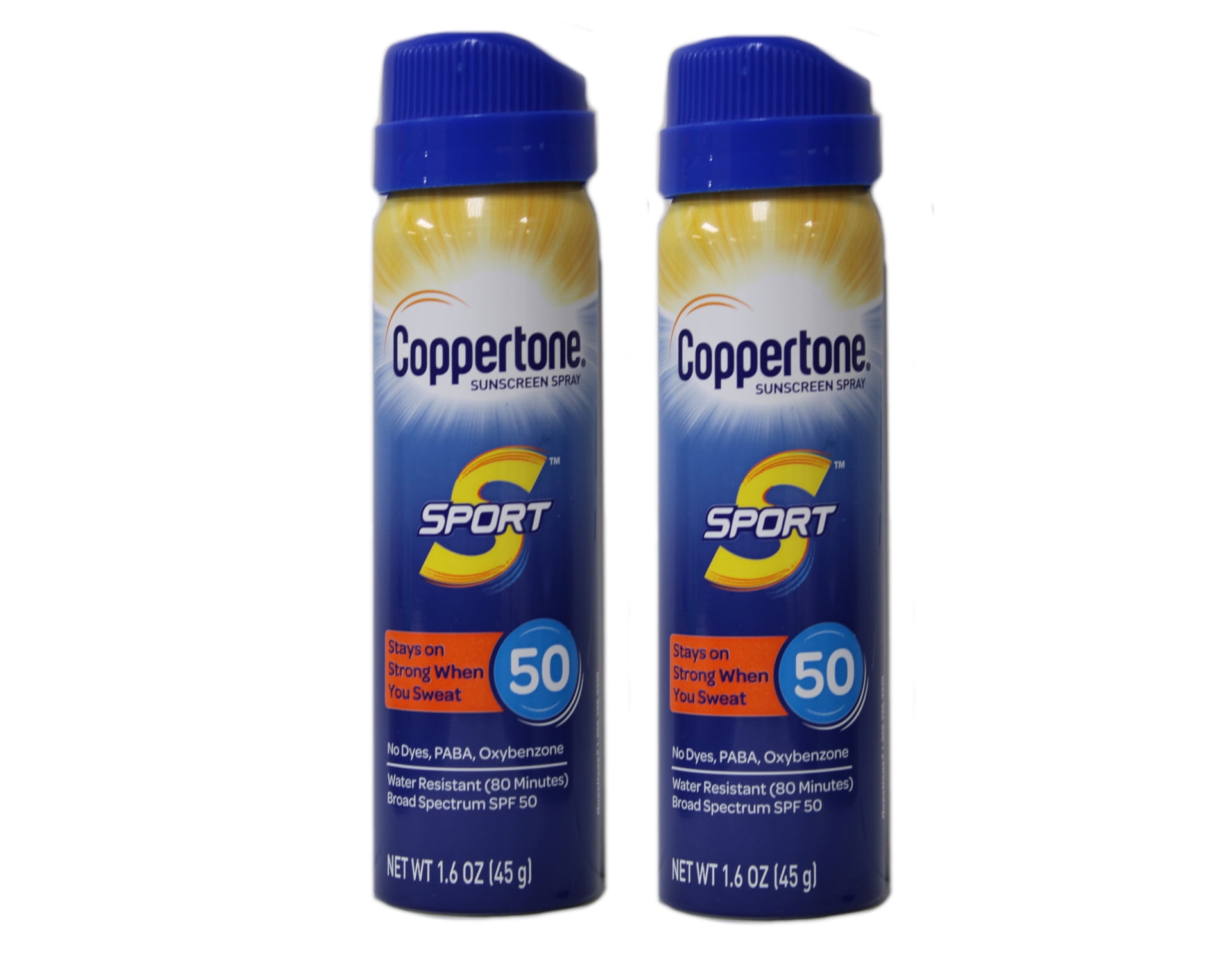 Coppertone Sport SPF 50 CS Travel Spray, 1.6 Ounce (Pack of 2)