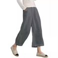 thumbnail image 4 of Pantalones anchos hasta el tobillo informales, holgados, de algodón y lino, de color europeo y americano, para primavera y verano para mujer, 4 of 6