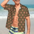 thumbnail image 4 of KLL Men's Hawaiian Shirt Short Sleeve Button Down Beach Shirts-Green and Pink Squares, 4 of 6