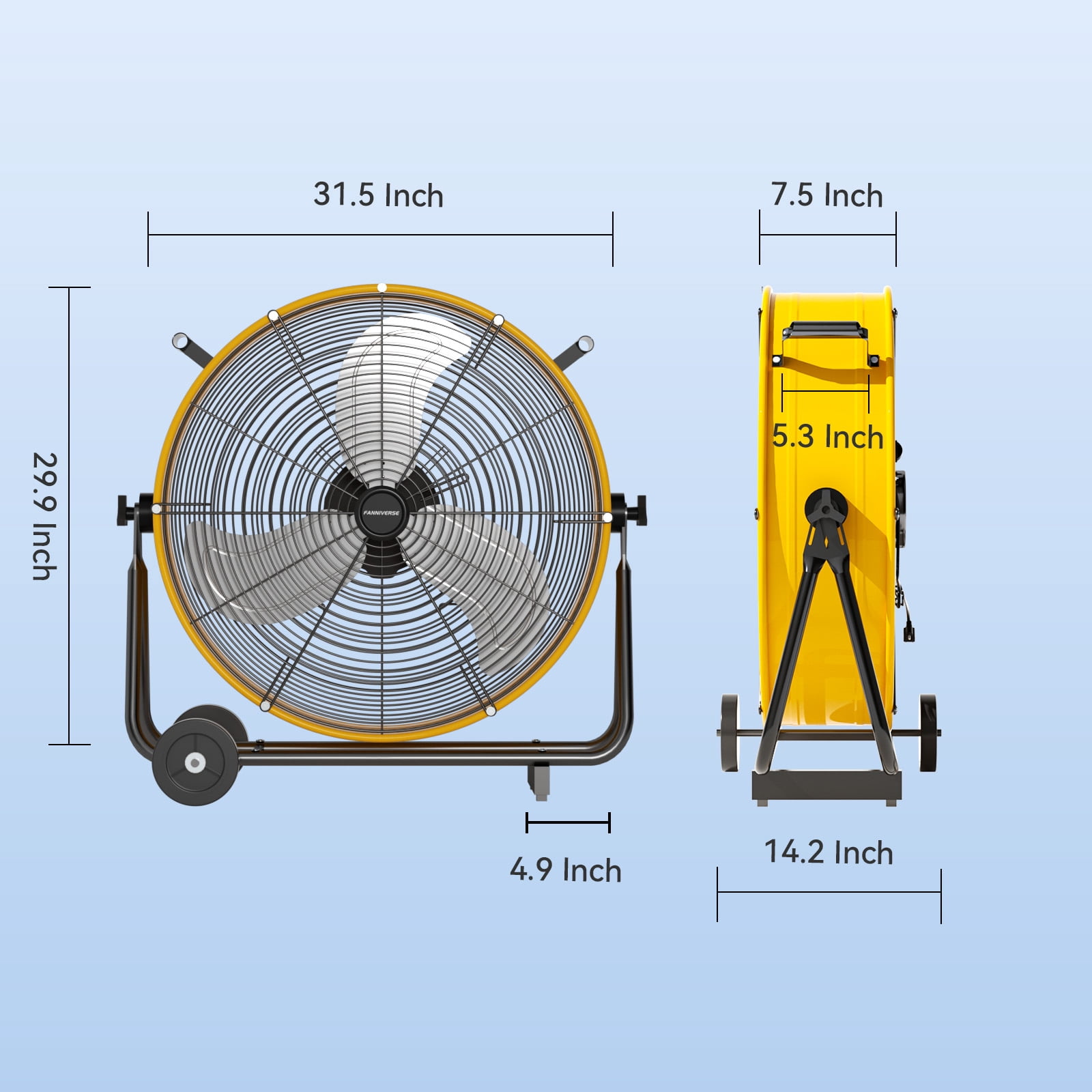 FANNIVERSE Pro Series 24 inch 3-Speed Oscillating Floor Fan