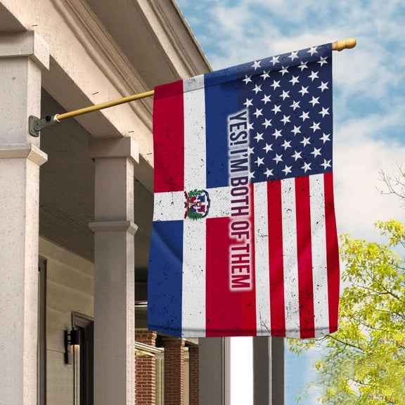 American Half Dominican Republic Flag Dominican Friendship U.S.A My Home My Blood House Flag, Double-Sided Decorative Outdoor Flag, Patriotic Polyester Yard Flag 29.5 x 39.5 in