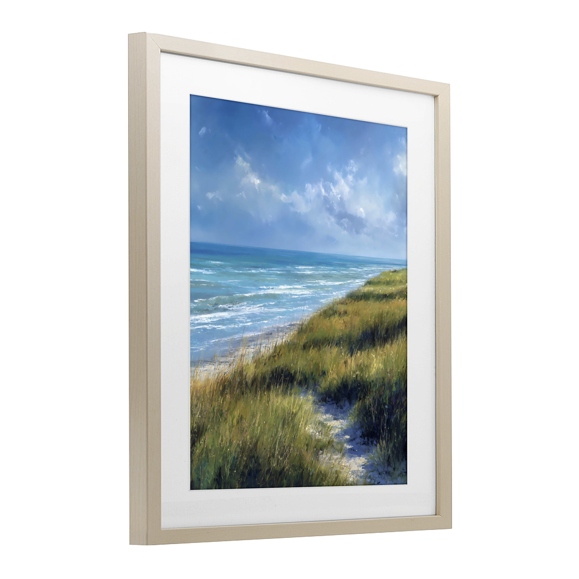 Stupell Industries Coastal Grass & Rolling Waves Birch Framed Print Under Glass, design by Franklyn Gregory