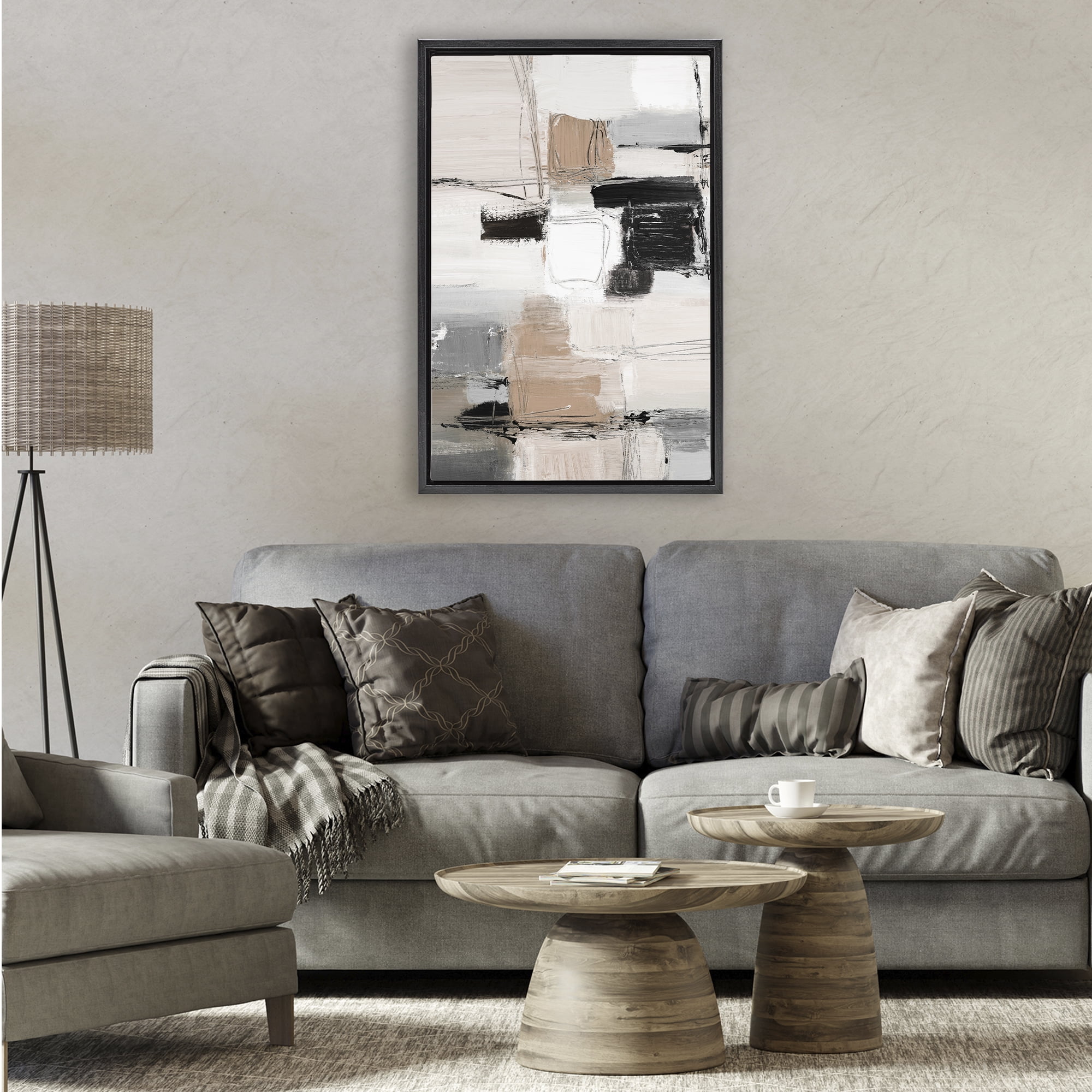 Stupell Industries Contemporary Neutral Variety Black Framed Floater Canvas Wall Art, design by Lanie Loreth