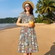 thumbnail image 4 of Easygdp Kitchen Food para Vestido Transpirable de Mujer, Vestido Suelto de Manga Corta con Pliegues y Bolsillos para el Verano, 4 of 6