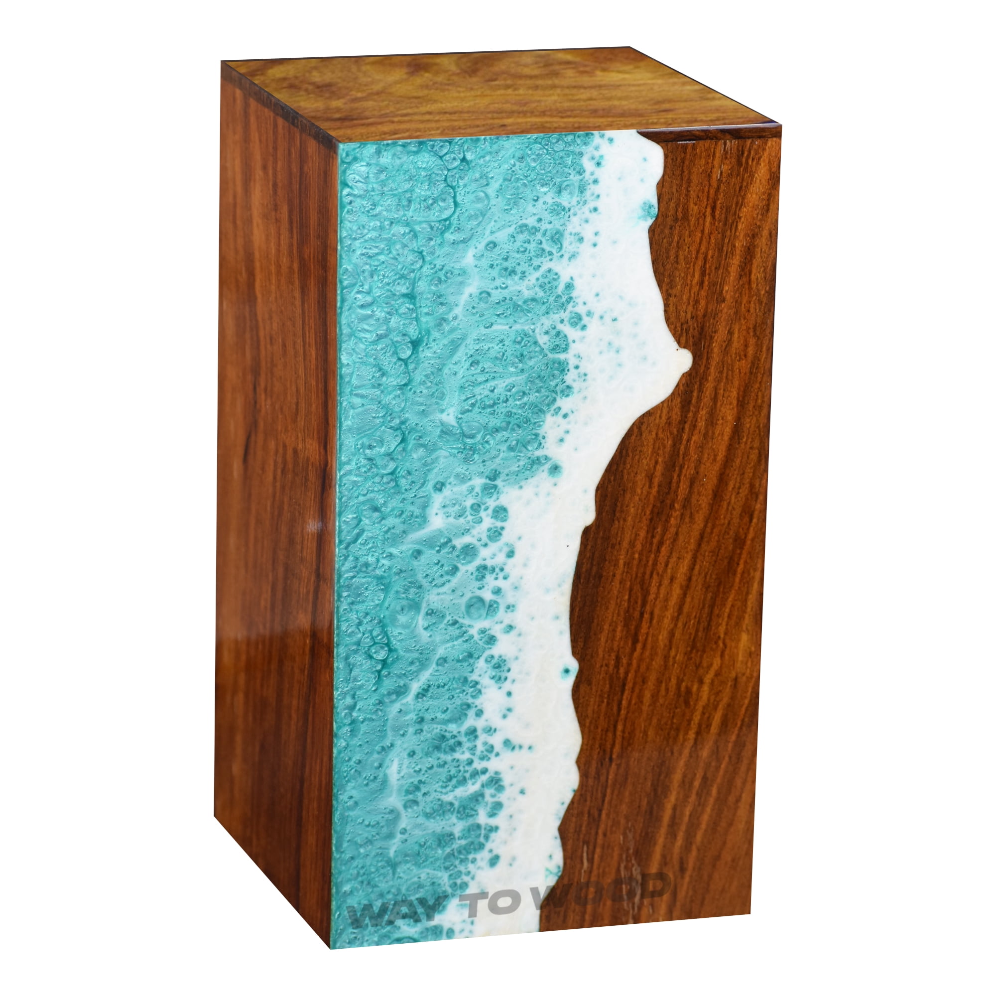 Wooden Urn for Human Ashes Adults, Men & Women - Handcrafted Urns with Ocean Resin Inlay - Unique Memorial Box for Ashes - Cremation Urns for Burial or Home Display