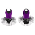 thumbnail image 5 of Doomiva Kids Girls Sequins Straps Back Tuxedo Ballet Leotard Tutu Dress Jazz Latin Modern Dance Costume Purple 6, 5 of 6