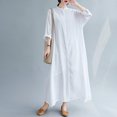 thumbnail image 1 of Vestido de mujer vintage, vestido largo de camisa suelta de manga larga de lino de algod贸n Irfora Blanco, 1 of 7