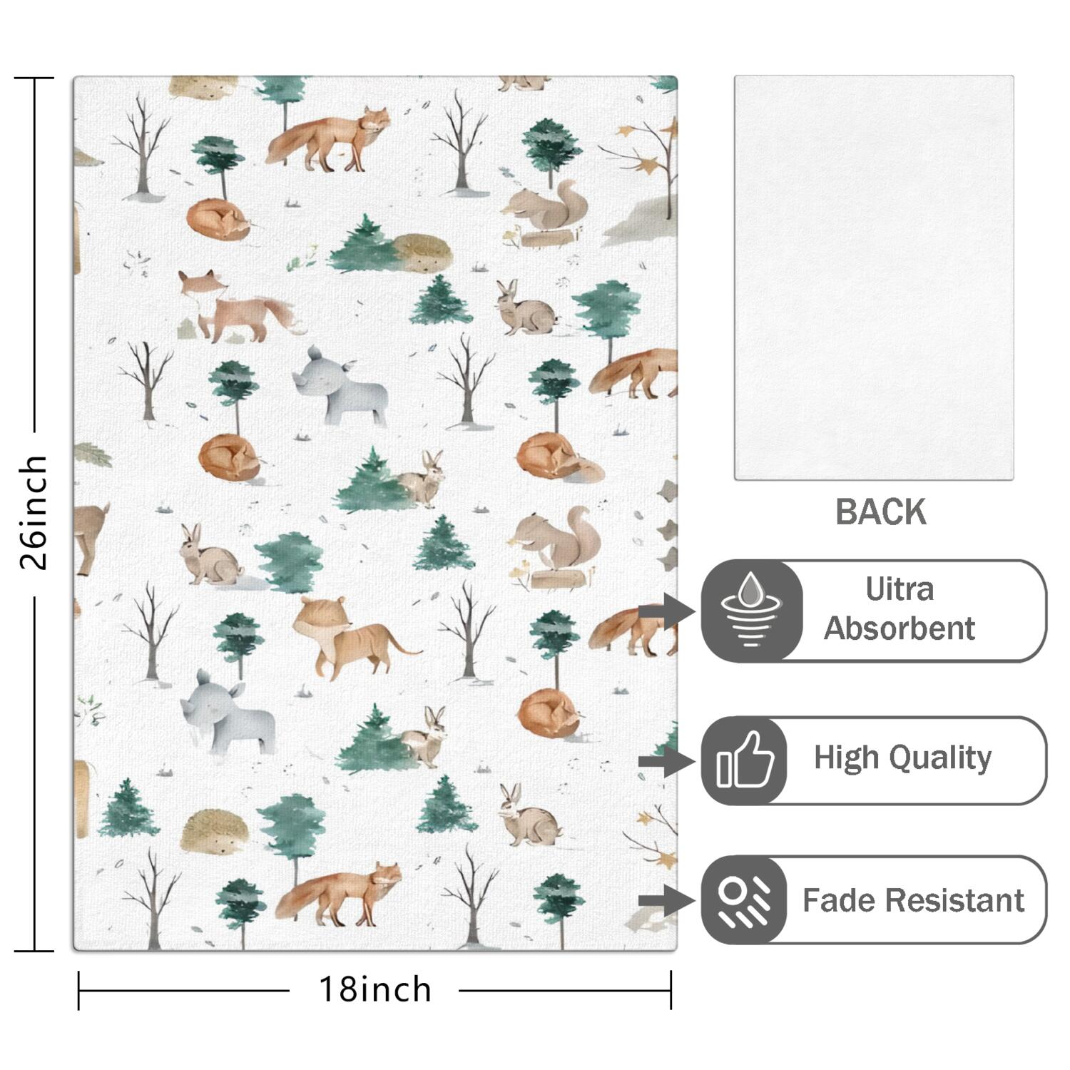4 Pcs Funny Kitchen Towels,White Christmas Forest Animal Pattern Microfiber Dish Towels,Kitchen Tea Towels,Kitchen Towel Set (18" X 26")