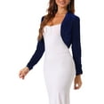 thumbnail image 4 of INSPIRE CHIC Women's Evening Open Front Long Sleeves Elegant Sheer Glitter Shrug M Dark Blue, 4 of 6