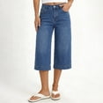 thumbnail image 3 of ZKunhua Womens High Waist Denim Wide Leg Capri Pants Casual Stretch Jean Cropped Trousers with Pockets, 3 of 8