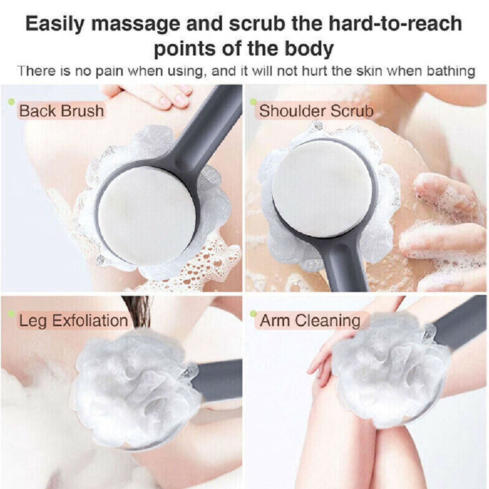 Sponge Stick Clamp Washable Loofah Applicator Sticks Small Self Tanning Applicator Long Life Pad Pad Replacement Apply Heating Pad Long Cellulite Brush Exfoliating Shower Korean Long Handle Brush for