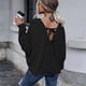 thumbnail image 5 of Camiseta de punto de Color sólido para mujer, Camiseta de algodón con cuello redondo, Tops informales de manga larga para mujer, camiseta de frenilum sin espalda, 5 of 5