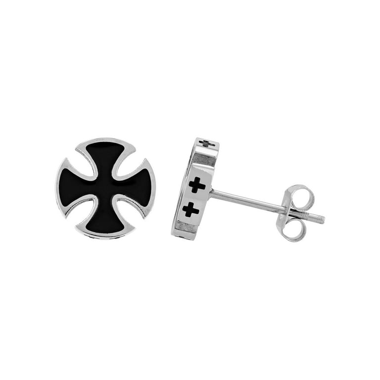 Stainless steel sale cross stud earrings