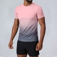 thumbnail image 2 of Men's Athletic T-Shirts Gradient Ombre Short Sleeve Crew Neck Slim Fit Workout Top Performance Quick Dry Lightweight Stretch Tee for Running Training Outdoor Bodybuilding Fitness, 2 of 8