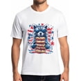 thumbnail image 1 of Camisetas de manga corta con diseño de mapache y hamburguesa para hombre. Camisetas de cuello redondo con la bandera estadounidense., 1 of 8
