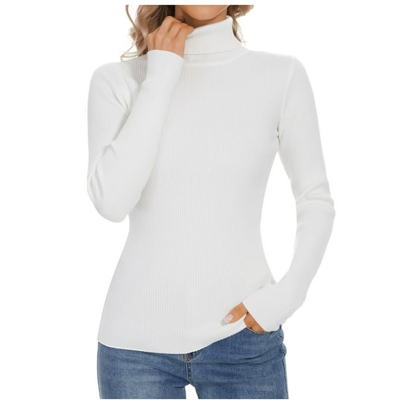 TSADFHJI Sweatshirt for Women Long Women Lightweight Knit Vest Stretchy Turtleneck Tops M White