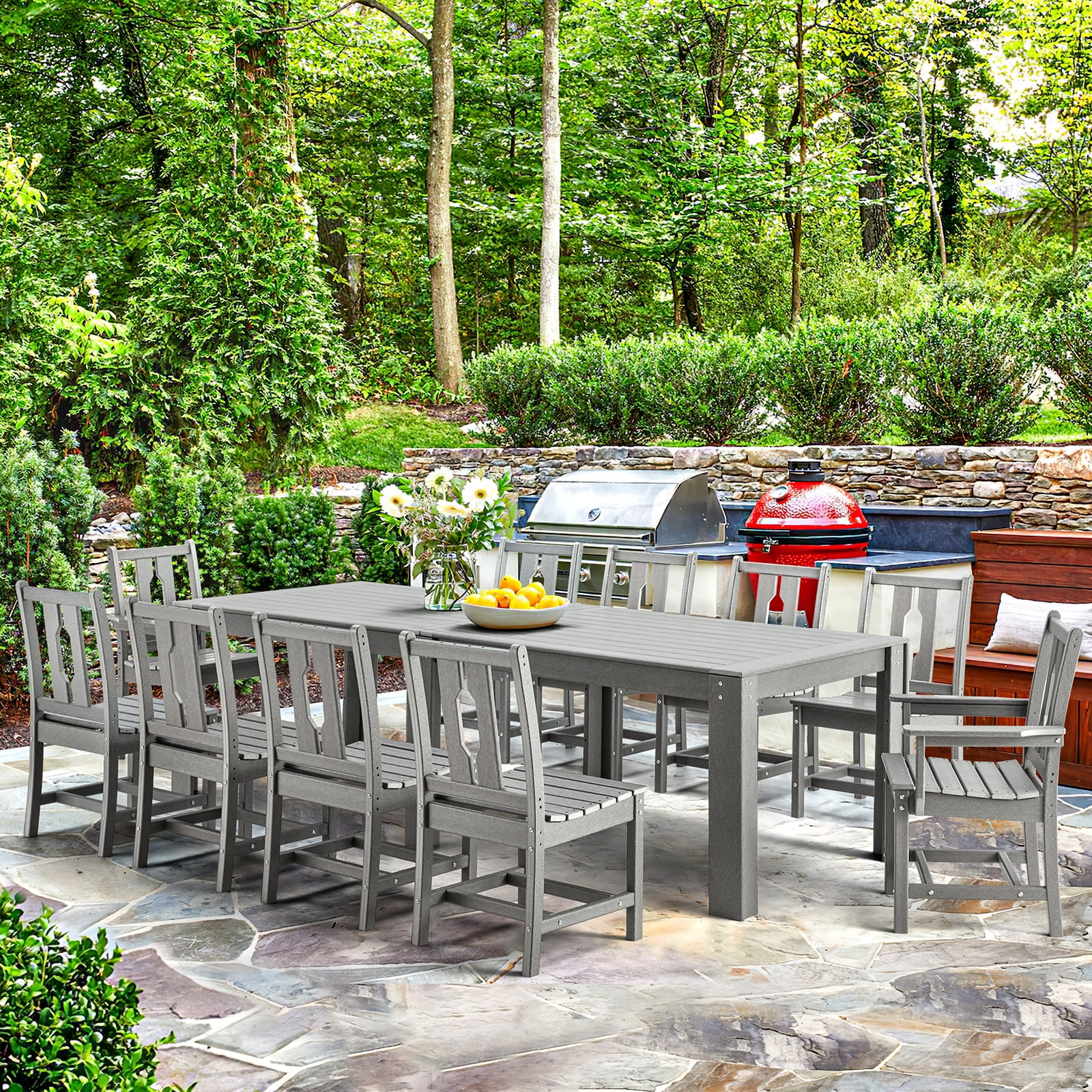 Yoleny 11 Piece Patio Dining Set, Patio Table with 10 chairs, Patio