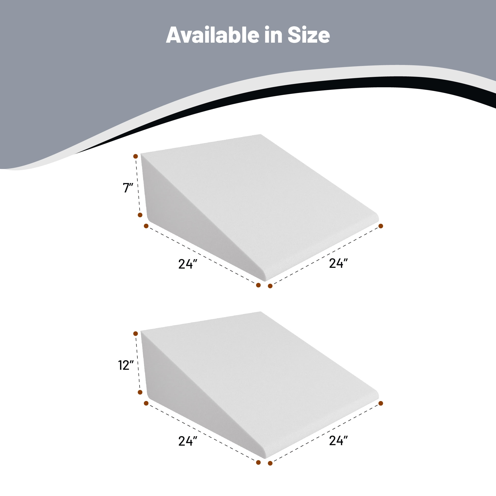 Continental Sleep, Elevated Bed Wedge Pillow for Back Support, Acid Reflux, Leg, Neck Pain, Snoring, Triangle Pillow, Incline Shape for Improved Sleep, 12”x 24”x 24”, White