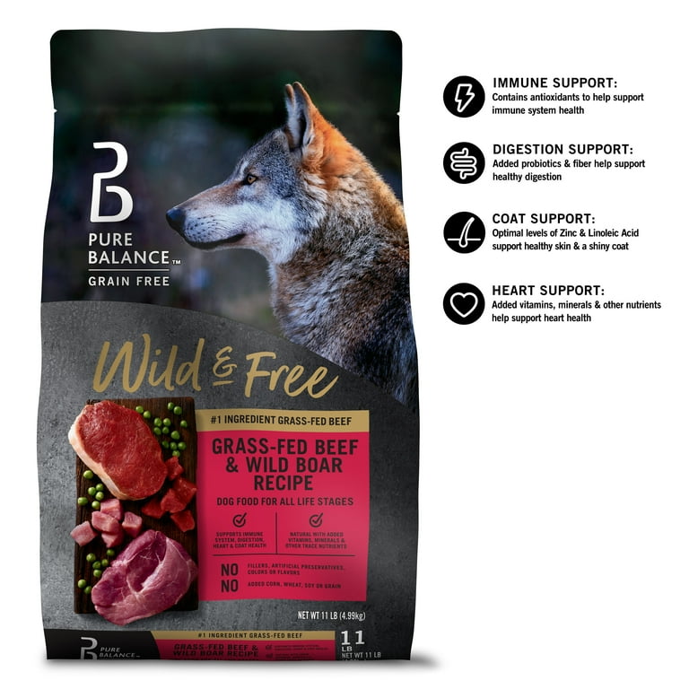 Pure Balance Wild Free Beef Wild Boar Recipe Dry Dog Food Grain Free 24 lbs Walmart