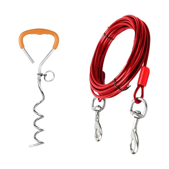 Heavy Duty Metal Dog Tie Out Stake Kit for Secure Outdoor Pet Training and Tethering