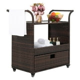 Better Homes & Gardens Willow Sage Steel Wicker Bar Cart, Brown ...