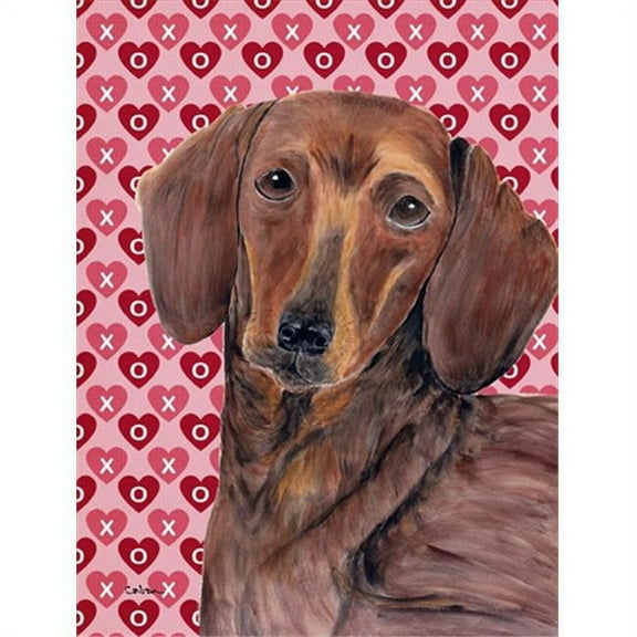 15 x 15 In. Dachshund Hearts Love And Valentines Day Portrait Flag, Garden Size