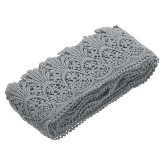Cotton Lace Trim Vintage Crochet 3inch x 9yard Dark Gray Stretch Lace Edge Ribbon for DIY Scrapbooking Clothes Curtain Slipcover Fabric