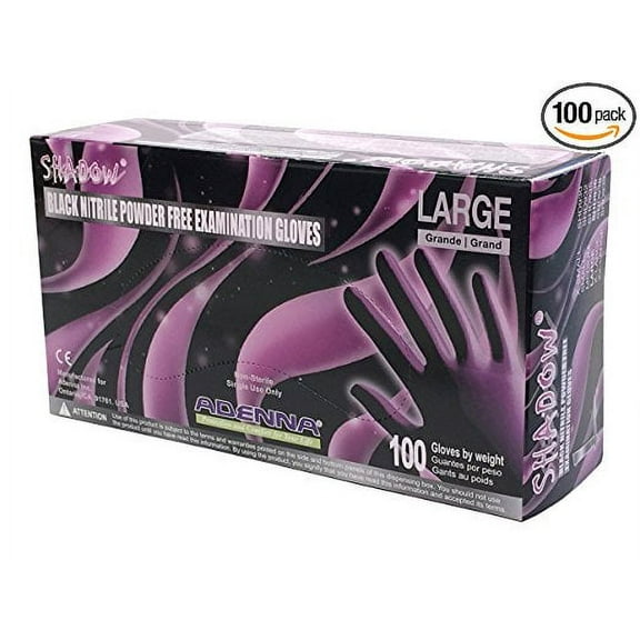 Adenna Shadow 6 mil Nitrile Powder Free Exam Gloves (Black, Large) Box of 100