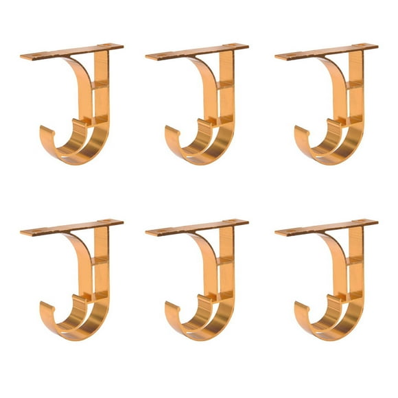 Hooks 6Pcs Ceiling Curtain Rod Installation Hook Hanger Storage Rack Support Bracket Rose Golden for Home Organization