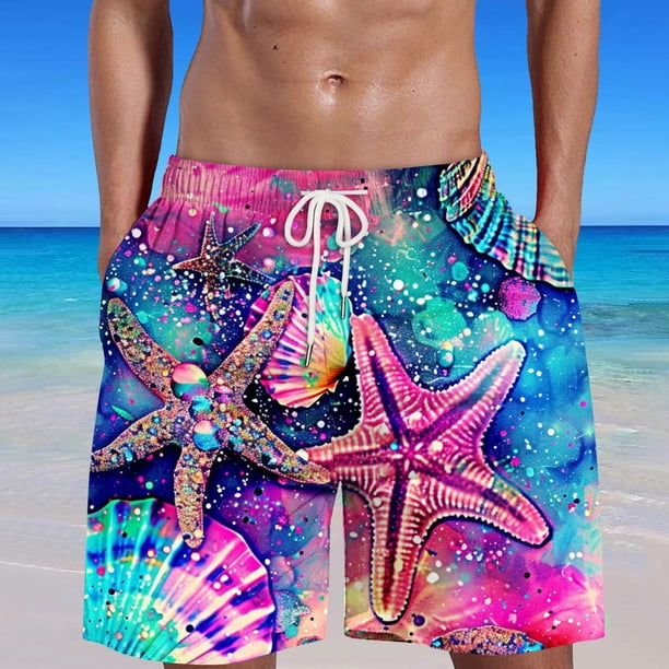 Puntoco Pantalones Cortos Con Estampado Hawaiano Para Hombre, Pantalones Cortos Con Bolsillo Y Cordón, Color L