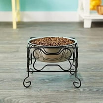 YML DSB7 Wrought Iron Stand with Single Stainless Steel Feeder Bowl