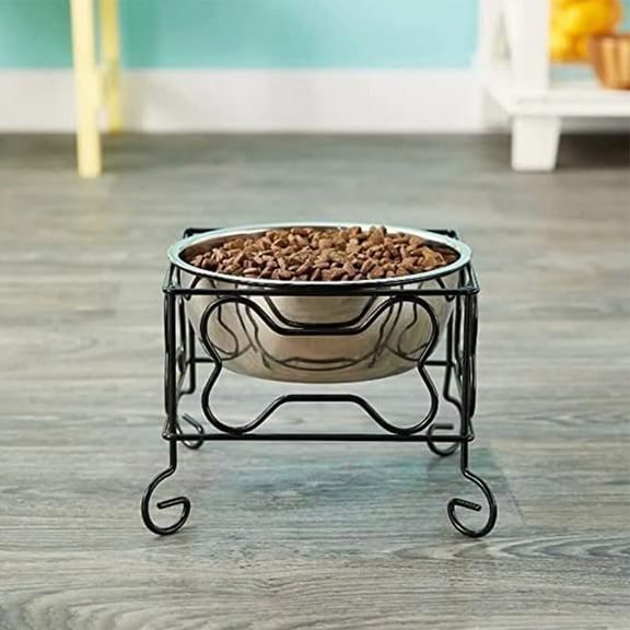 YML DSB7 Wrought Iron Stand with Single Stainless Steel Feeder Bowl