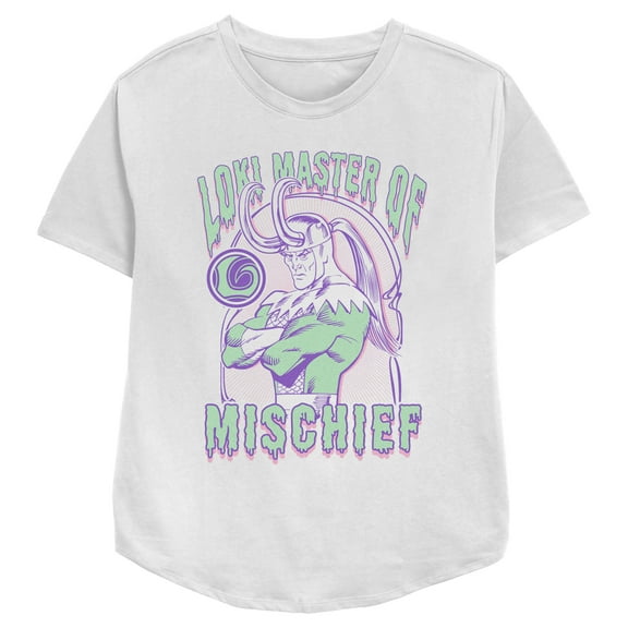 Women's Marvel Loki Master of Mischief  Graphic Tee White X Large