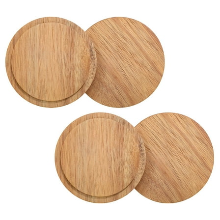 LEORX 4Pcs Reusable Cup Lids for Candles and Glass Cups Wood Material Seal