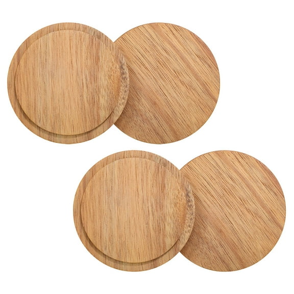 LEORX 4Pcs Reusable Cup Lids for Candles and Glass Cups Wood Material Seal
