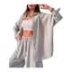 thumbnail image 3 of Txlixc Traje de 2 piezas para mujeres, cuello de solapa de manga larga, camisa de una sola fila Txlixc  moda, 3 of 5