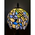 thumbnail image 3 of Amora Lighting Tiffany Style Mini Accent Lamp 15" Tall Stained Glass Purple Floral Iris Flower Bedroom Handmade Gift AM1076TL08B, 3 of 5