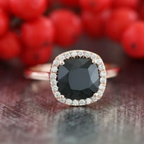 Limited Time Sale 1.25 carat Black Diamond Halo Engagement Ring Wedding Ring in 10k Rose Gold for Women on Affordable price