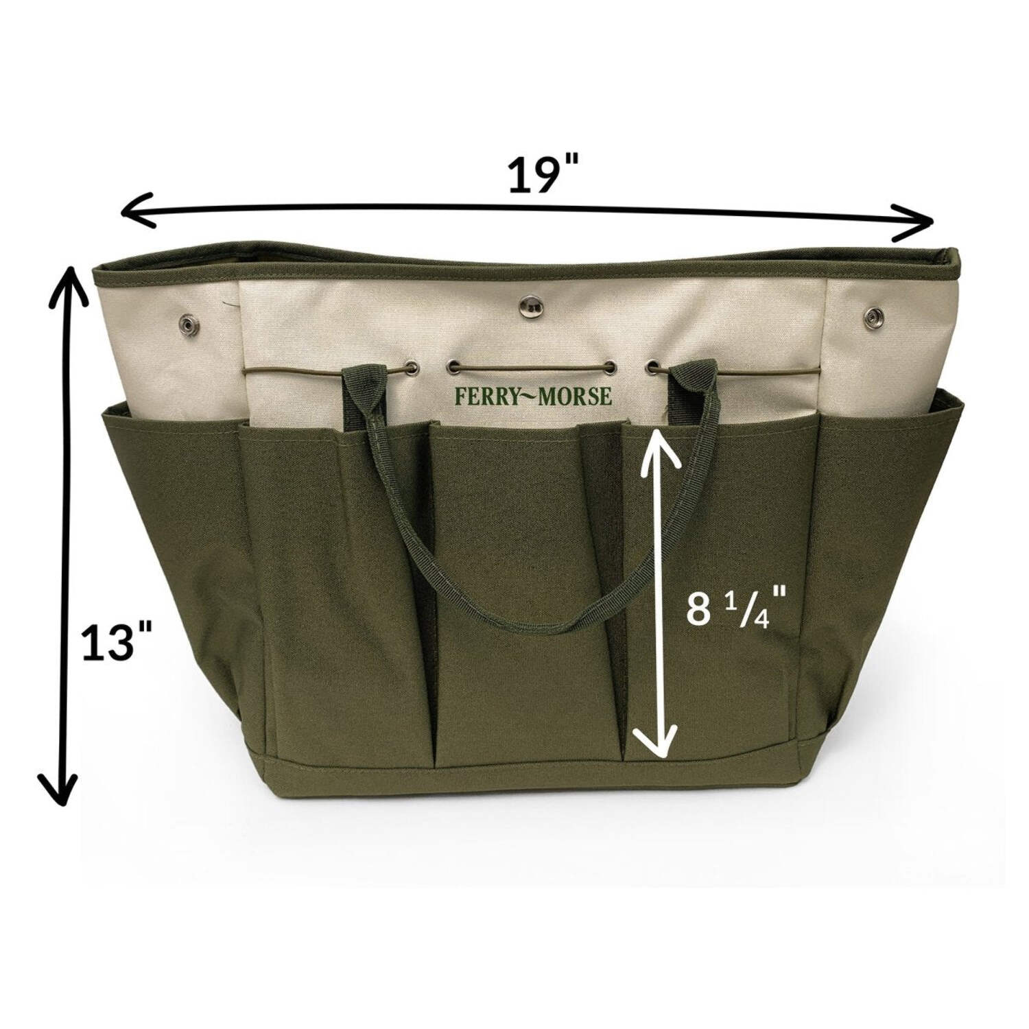 Ferry Morse Garden Tool Bag, 8 Pockets Gardening Bag, Heavy Duty Tote Caddy