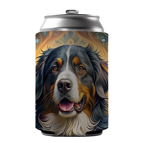 Bernese Mountain Dog Bohemian Art Drink Beer Soda Insulated Sleeve Holder Can Cooler Hugger