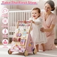 thumbnail image 2 of Baby Push Walker, Wooden Baby Walking Toys for 1 Year Old, Adjustable Speed Walker for Baby Boy Girls, Unicorn Toddler Walker, Montessori Walker Toy, Sit to Stand Walker with Baby Activity Center, 2 of 8