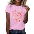 thumbnail image 1 of Camiseta de Manga Corta de Cuello Redondo con Patrones de Corazón de Moda de las Mujeres para Diario, Fiesta, Primavera Y Verano, 1 of 5