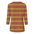 thumbnail image 5 of CLOISE Tees for Women Fall Fashion Striped Blouses Crewneck 3/4 Sleeve Tees Comfy Colorblock Basic Tops Y2k Outfits Watermelon Red M, 5 of 5