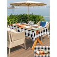 thumbnail image 4 of Outdoor Tablecloth with Umbrella Hole and Zipper, Orange Green Grey Fall Rectangle Table Cloth 54x80 Inch Waterproof Tablecloth, Botanical Thanksgiving Pumpkins Plaid Picnic Table Cover for Patio, 4 of 7
