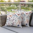thumbnail image 4 of Spring Floral Pillow Covers 2 Pack Watercolor Flowers Fantasy Butterfly Farmhouse Pillowcase Waterproof Outdoor Throw Pillow Cover for Patio Garden Square Cushion 18”x18”, 4 of 9