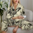 thumbnail image 6 of Pajama Sets for Women 2 Pcs, Vintage Floral Butterfly Button Down Long Sleeve Sleepwear Lounge PJ Sets, 6 of 6