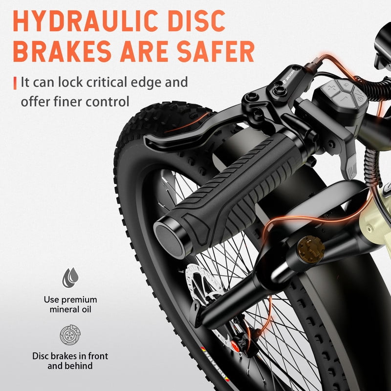 HOVSCO HovAlpha 26" Fat Tire Electric Bike, 750W Electric Mountain Bike for Adults, 48V/20AH Samsung/LG Battery, APP Control, UL2849, Champagne